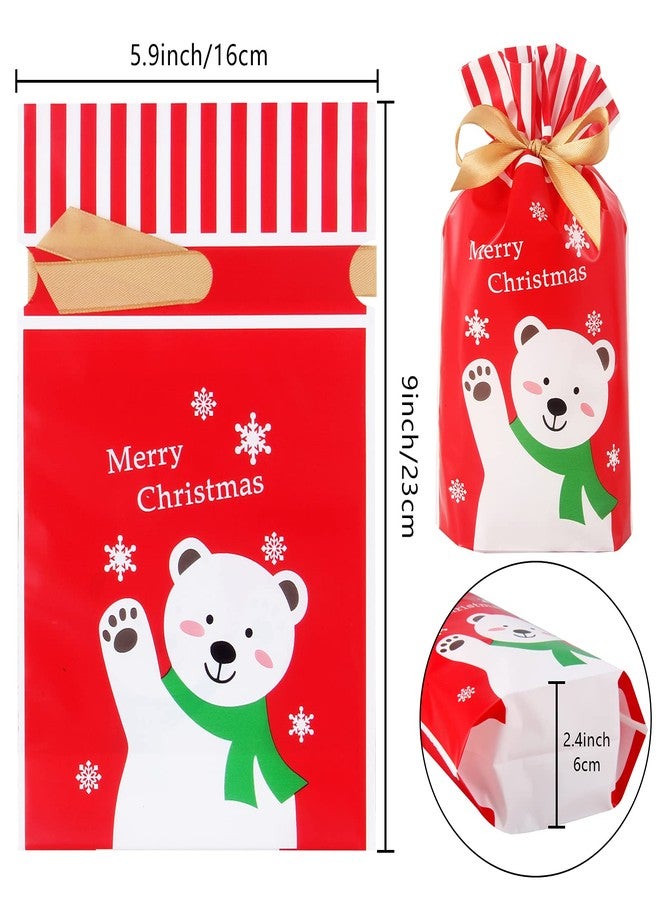 Heniho 60pcs Christmas Treats Bags, 4”x 6” Drawstring Candy Cookie Bags Gift Party Favors - Image 2